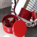 Red Butterfly Candle Frosted Tin Floral Design
